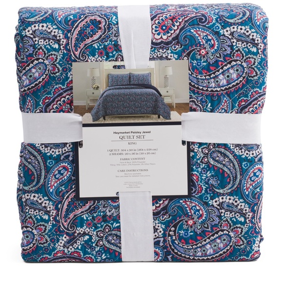 VERA BRADLEY Blue 3pc Paisley Quilt Set